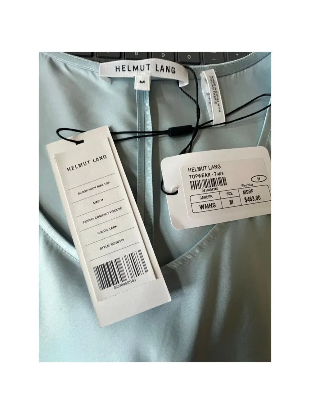 NWT HELMUT LANG Sky Blue Midi Skirt Size 10 and Medium Top $1100